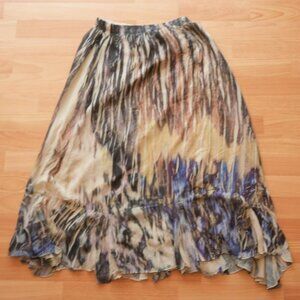 Boho Vintage Abstract Watercolor Maxi Skirt - Made in USA